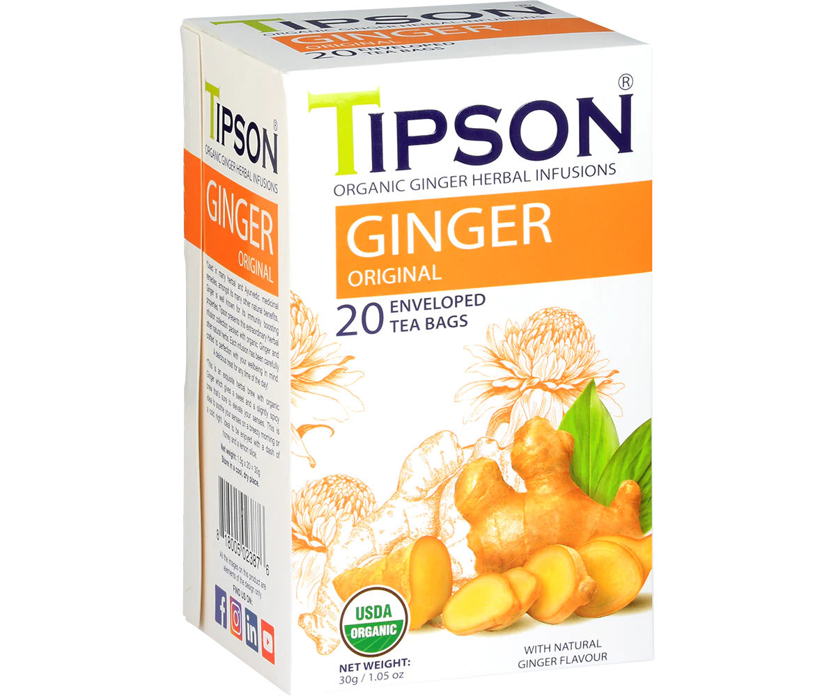 Tipson Organic Ginger Original Tea (30g) 20 Enveloped Tea Bags