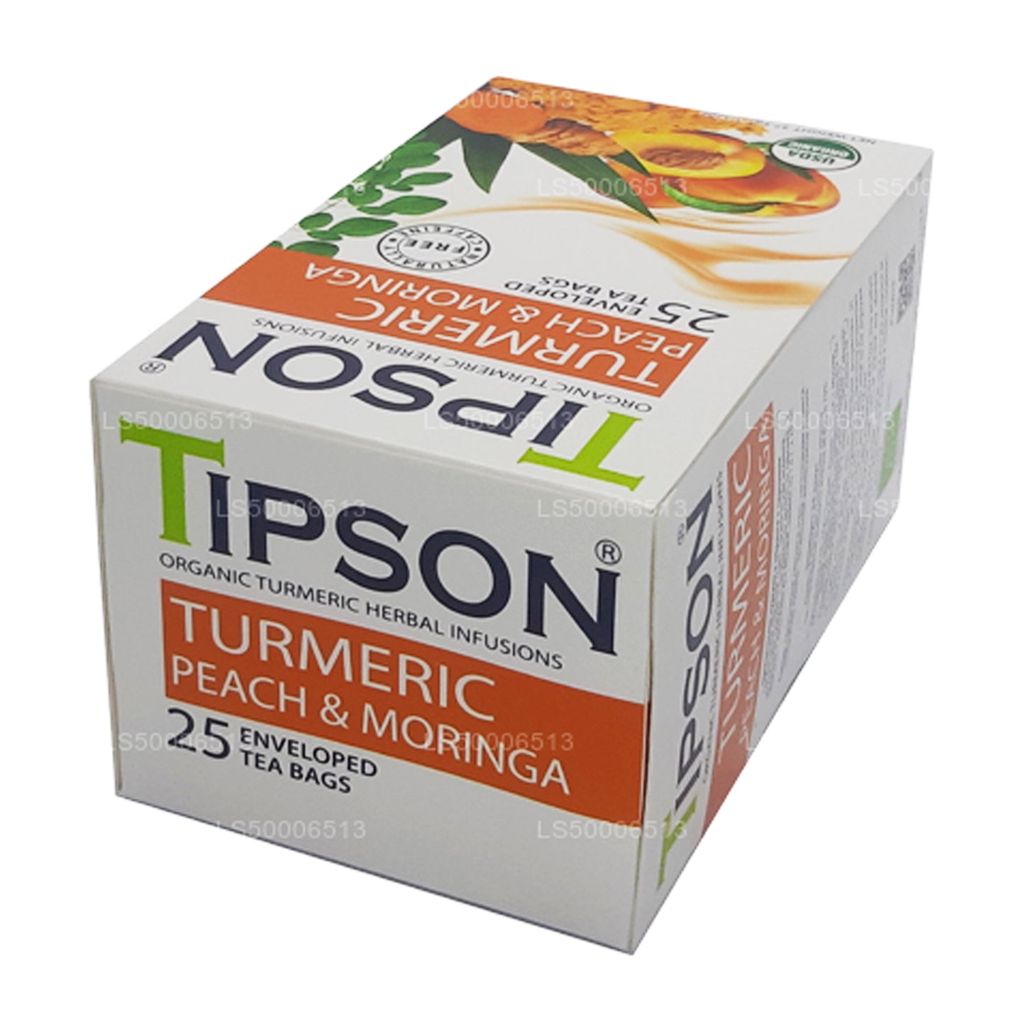 Tipson Turmeric Peach & Moringa 25 Enveloped Tea Bags (37.5g)