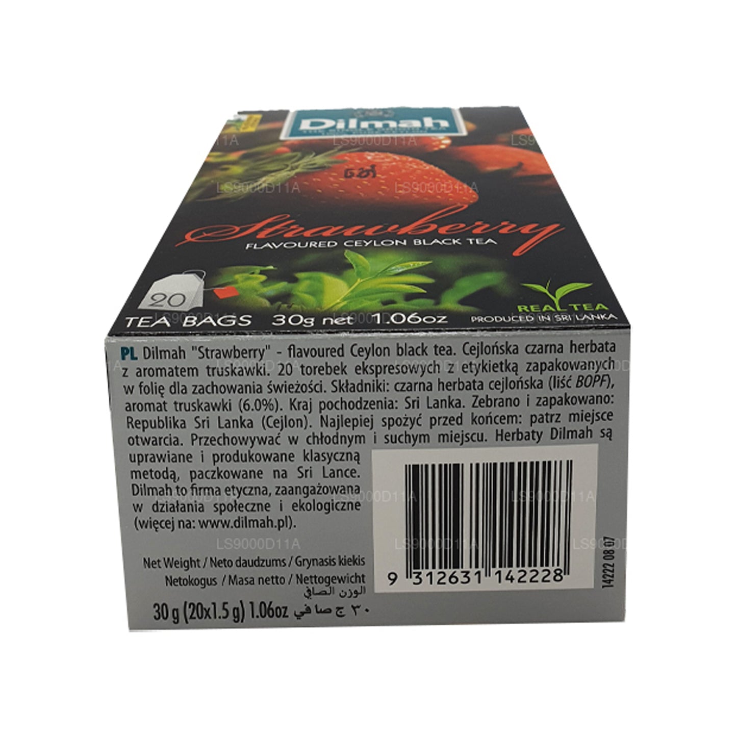Dilmah Strawberry Flavored Ceylon Black Tea (30g) 20 Tea Bags