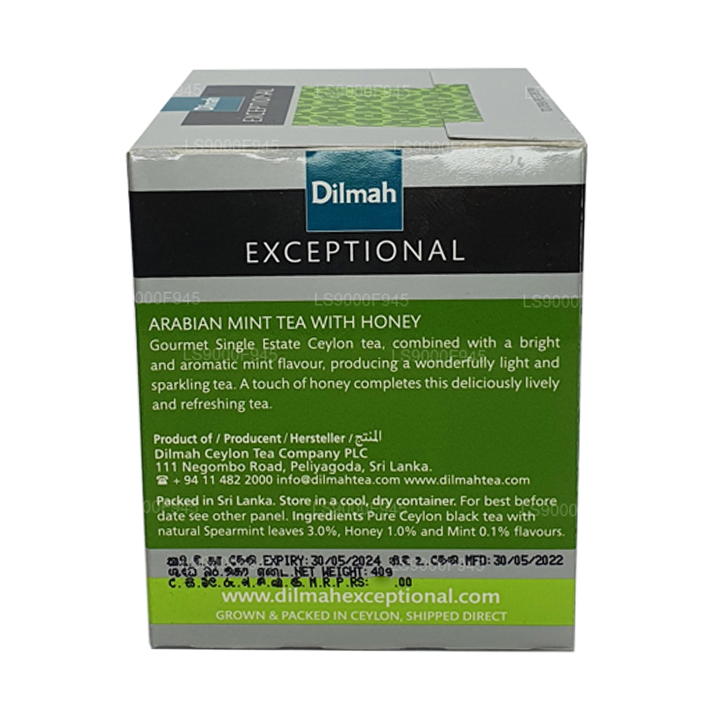 Dilmah Exceptional Leaf with Arabian Mint and Honey (20 Tea Bags)
