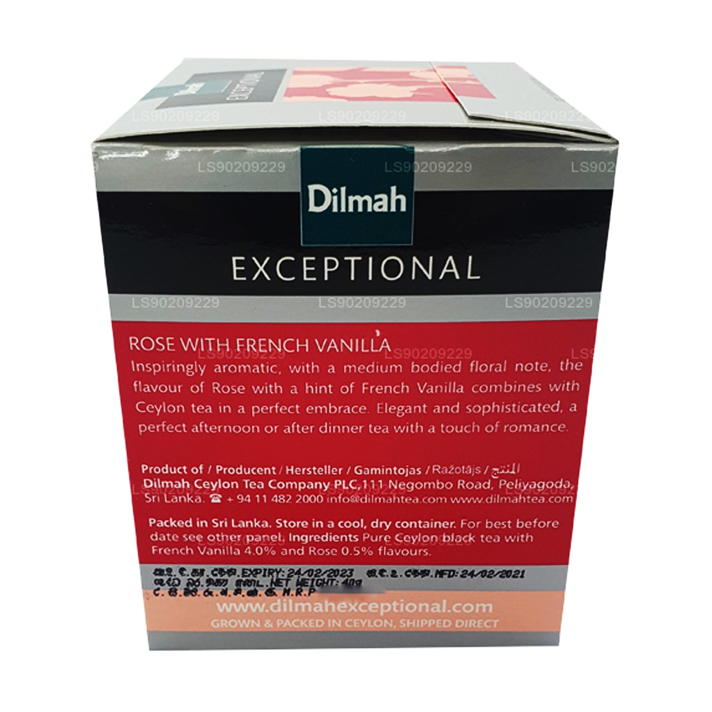 Dilmah Exceptional Rose with French Vanilla (40g) 20 Tea Bags