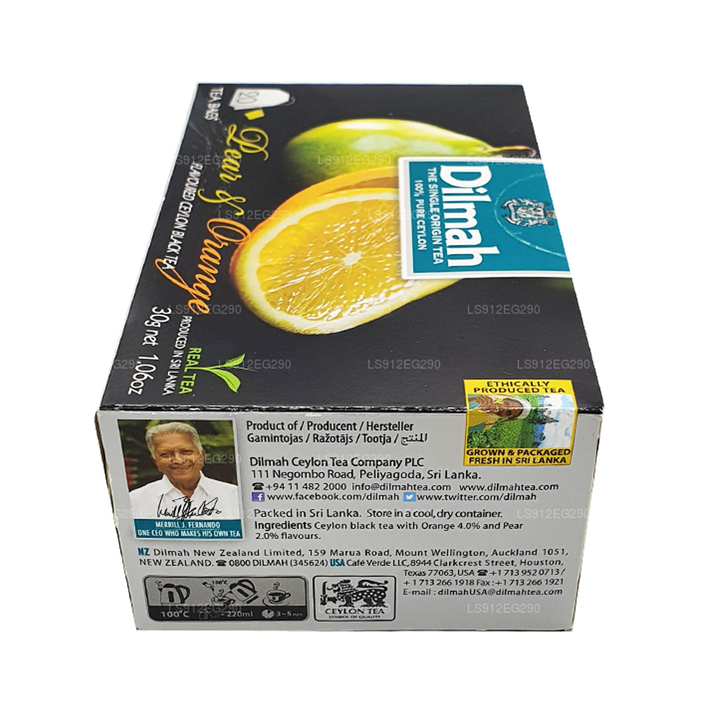 Dilmah Pear and Orange Flavored Ceylon Black Tea (30g) 20 Tea Bags