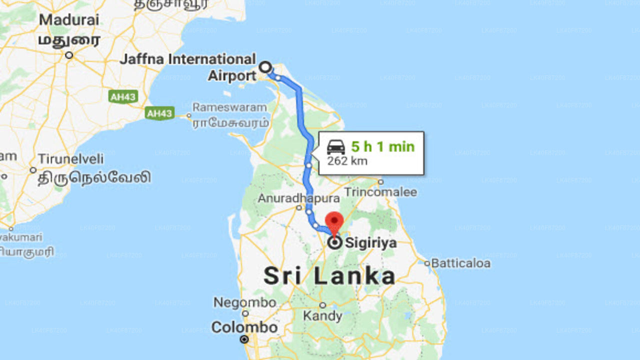 Jaffna (JAF) Airport to Sigiriya City Private Transfer