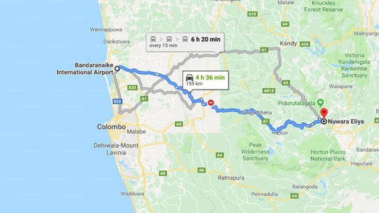 Transfer between Colombo Airport (CMB) and Hotel Green Garden, Nuwara Eliya