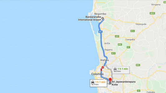 Transfer between Colombo Airport (CMB) and Villa Escondite, Kotte