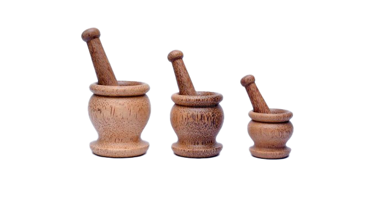 Lakpura Wooden Motar and Pestle (Wangediya) Height (8cm)